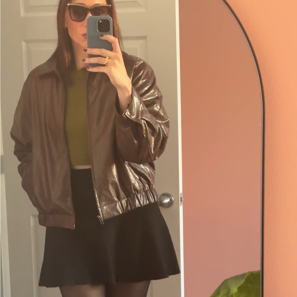 Oak + Fort Brown Vegan Leather Bomber Jacket